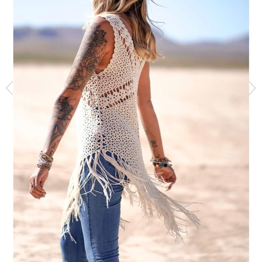 🚫SOLD 🏆HP Three Bird Nest Crochet Tunic - Picture 5 of 6